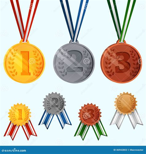 Award Medals Set Stock Vector Illustration Of Metal 46942803