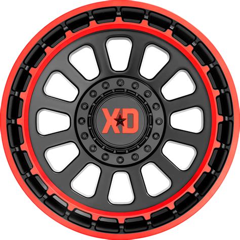 Xd Series By Kmc Wheels Xd Omega Satin Black Machined Lip W Red Tint