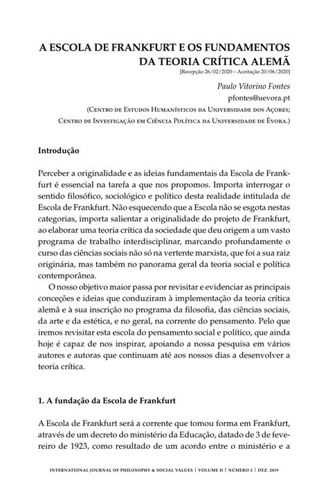 PDF A Escola de Frankfurt e os fundamentos da teoria crítica alemã