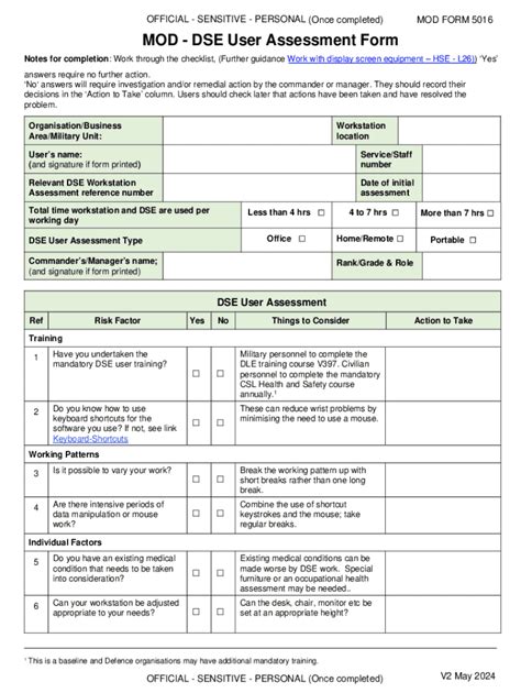 Fillable Online MOD DSE User Assessment Form Fax Email Print PdfFiller