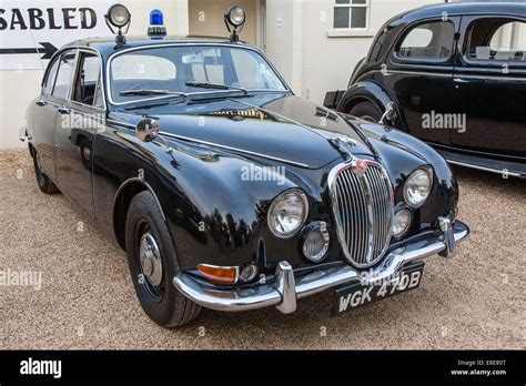 Classic Vintage Black Jaguar Mk Saloon Police Car At The Goodwood