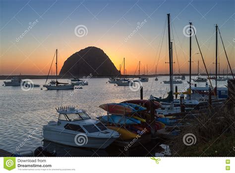 Morro Rock In Sunset At Morro Bay California Stock Image Image Of