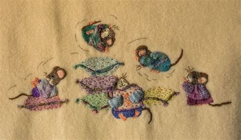 Mice On Rug Stitched By Lesley Fusinato Cross Stitch Embroidery