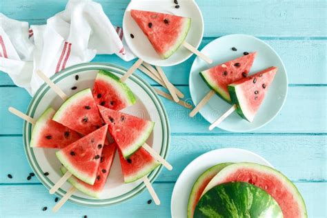 Watermelon slice popsicles stock image. Image of sliced - 154448643