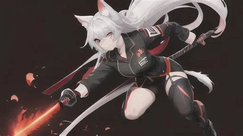 White Hair Samurai Girl With Two Masamune Katana We Openart