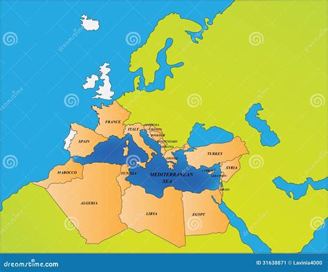 Mediterranean Sea Countries Stock Image - Image: 31638871