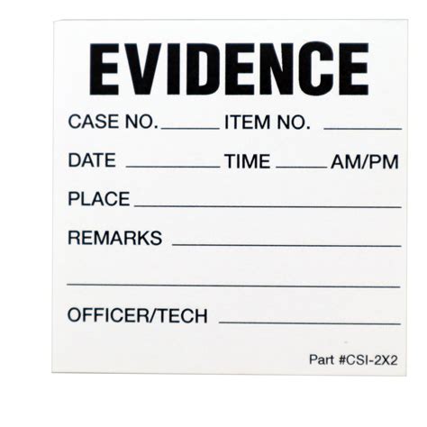 2 X 2 Evidence Labels Crime Scene Forensic Supply Store