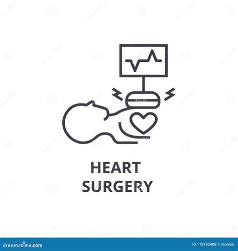 Heart Surgery Thin Line Icon Sign Symbol Illustation Linear Concept