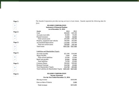 Solved The Seaside Corporation provides moving services to | Chegg.com