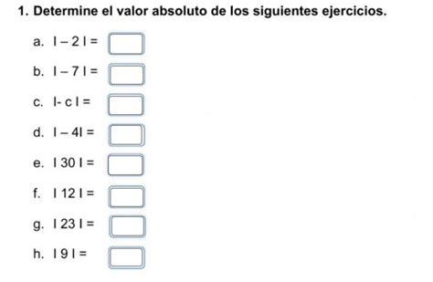 Determine El Valor Absoluto De Los Siguientes Ejercicios Brainly Lat