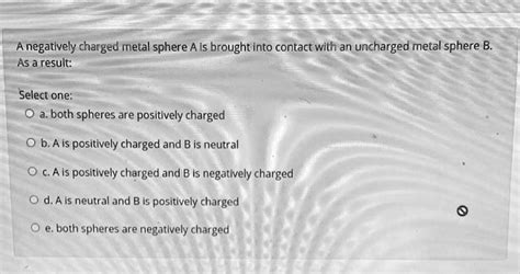 Solved A Negatively Charged Metal Sphere A Is Brought Into Contact