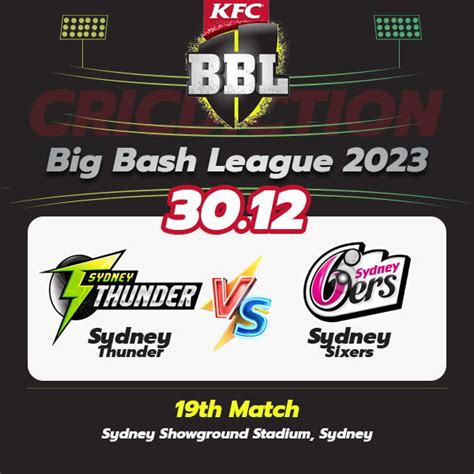 Live Who Will Win Todays Match Prediction Big Bash League 19th Match Sydney Thunder Vs