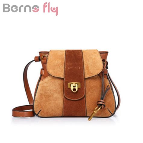 Berno Fly Brand Genuine Leather Crossbody Shoulder Bag Women Matte Hasp