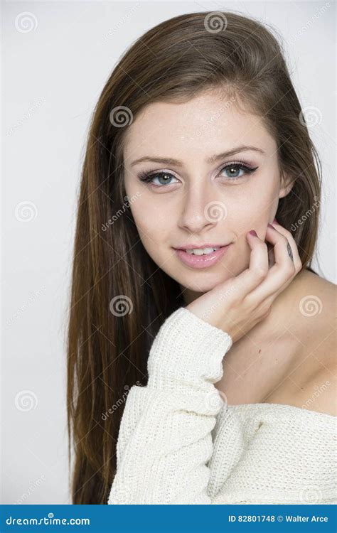 Brunette Studio Model Stock Photo Image Of Clean College