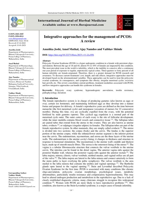 Pdf Integrative Approaches For The Management Of Pcos A Review