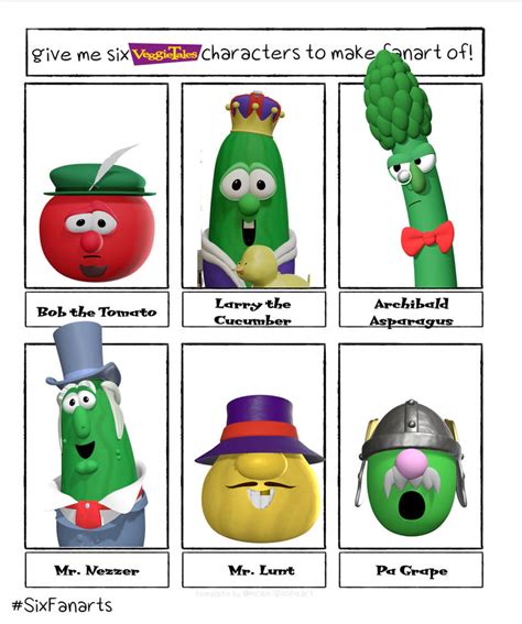 Six VeggieTales Characters (fanart) by quinn727studio on DeviantArt