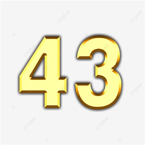 Number 43 Clipart Transparent PNG Hd, Number 43 Golden Font, Fortythree
