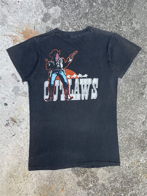 1981 Outlaws Ghost Riders” Single Stitched Tour Tee S Damaged Glitter