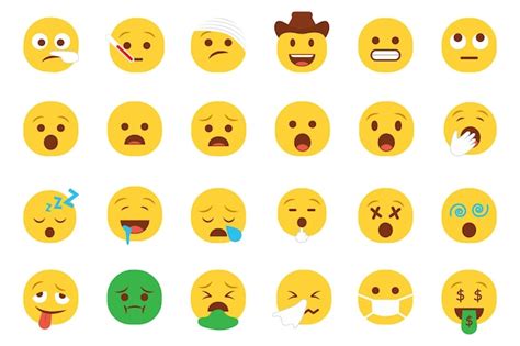 Conjunto De Iconos De Emoticonos Sonrientes Conjunto De Emoji De