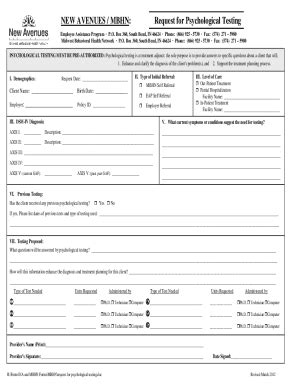 Fillable Online Request For Psychological Testing Doc Fax Email Print