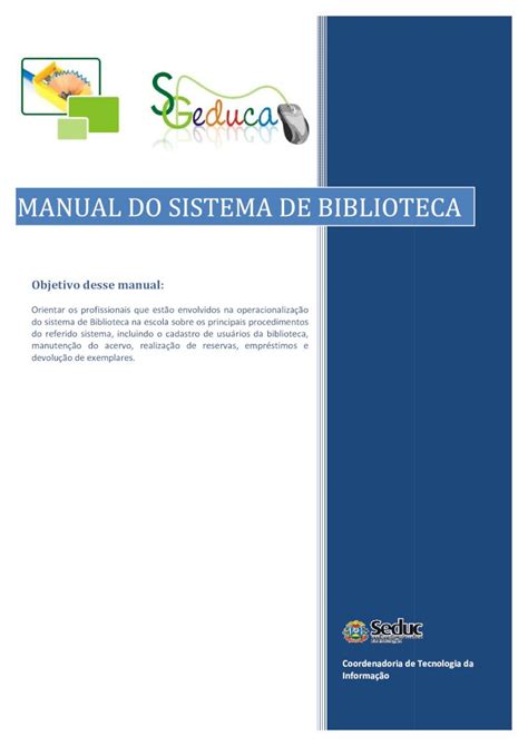 Pdf Manual Biblioteca Escola Mato Grossocos Seduc Mt Gov Br Upload