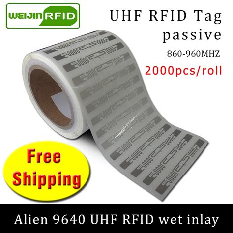 Etiqueta RFID UHF Alien 9640 EPC6C incrustación húmeda Higgs3 2000