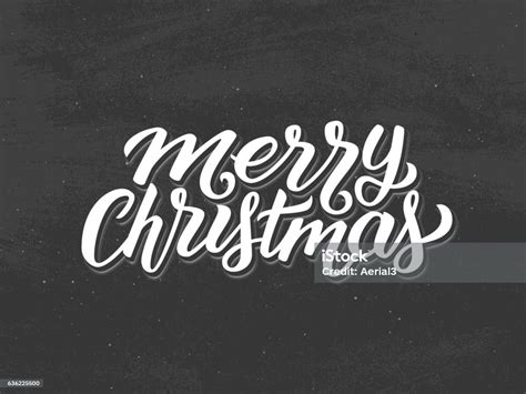 Merry Christmas Hand Lettering On Chalkboard Stock Illustration Download Image Now Black