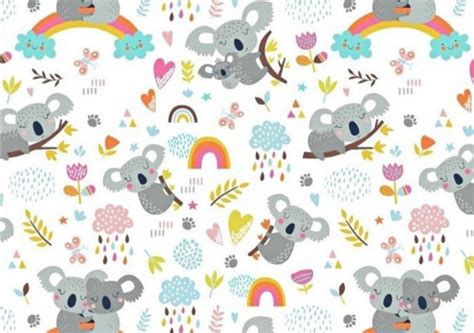 Tissu Enfant Coton Motifs Koalas Et Arc En Ciel Mes Petits Coupons