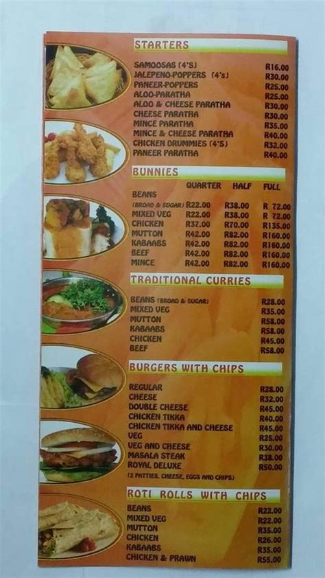 Menu at Royal Indian Cuisine restaurant, Queensburgh