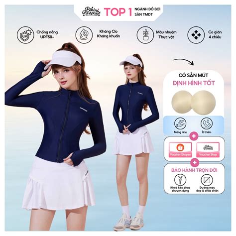 Áo bơi lẻ Nữ BIKINI PASSPORT kiểu dài tay tôn dáng Xanh Navy BS NV Shopee Việt Nam