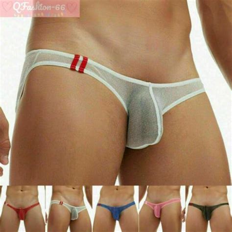 Mens Sheer Mesh Low Rise Bikini Thong G String Briefs Tanga Underwear Swimwear EBay