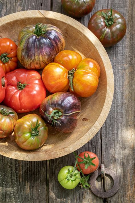 Premium Photo | Various types of tomatoes in the summer garden