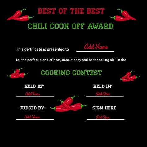 chili cook off award, chili cook off contest Template | PosterMyWall