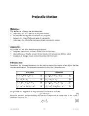 Projectile Motion Pdf Projectile Motion Objective This Lab Has The