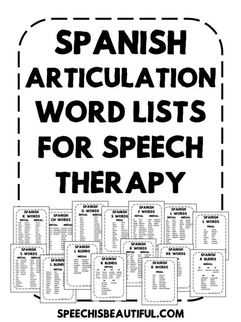 Spanish Articulation Word Lists For Speech Therapy Speech Is