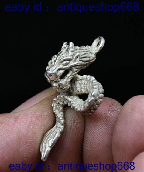 Cm Rare Old Chinese Miao Silver Feng Shui Loong Dragon Luck Pendant