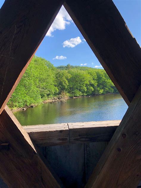 Downstream view from Henniker Covered Bridge in Henniker, New Hampshire ...