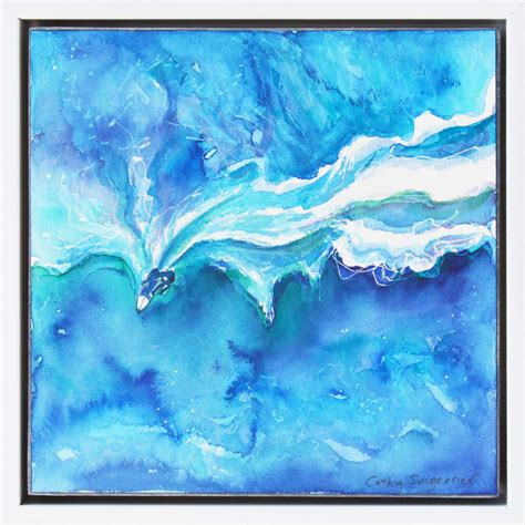 Cathy Surgeoner Deibler Petite Aquarelle De Paysage Marin Blue Surf