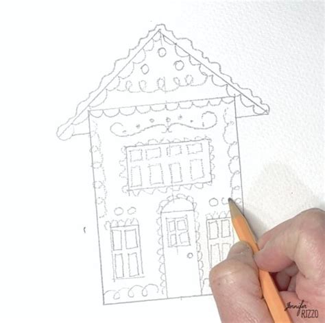 how to draw a gingerbread house step by step