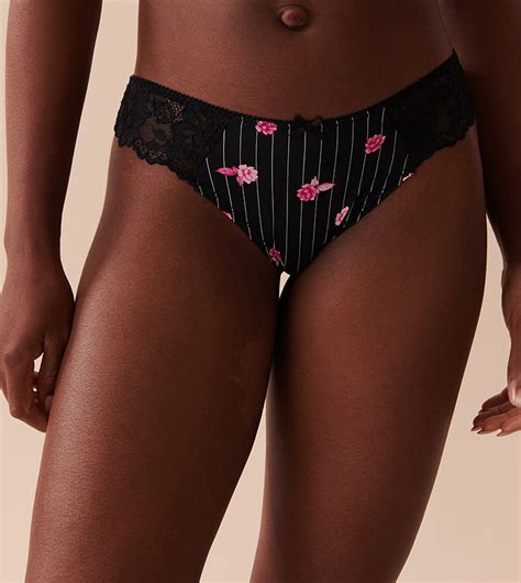 Buy La Vie En Rose Microfiber And Lace Bikini Brief In Black