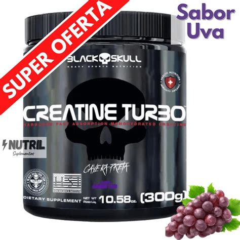 Creatina em Pó Monohidratada TURBO Black Skull 300g Creatine Mono