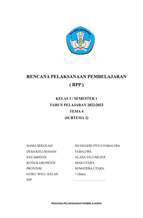 Tema 4 Subtema 2 PB 1 2 3 4 5 6 RENCANA PELAKSANAAN PEMBELAJARAN