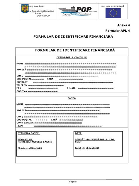 PDF Anexa 4 Formular De Identificare Financiara DOKUMEN TIPS