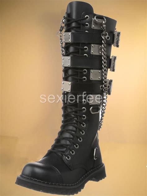 Pleaser Demonia Mens Gravel Rocky Leather Boots Size 4 13 Ebay