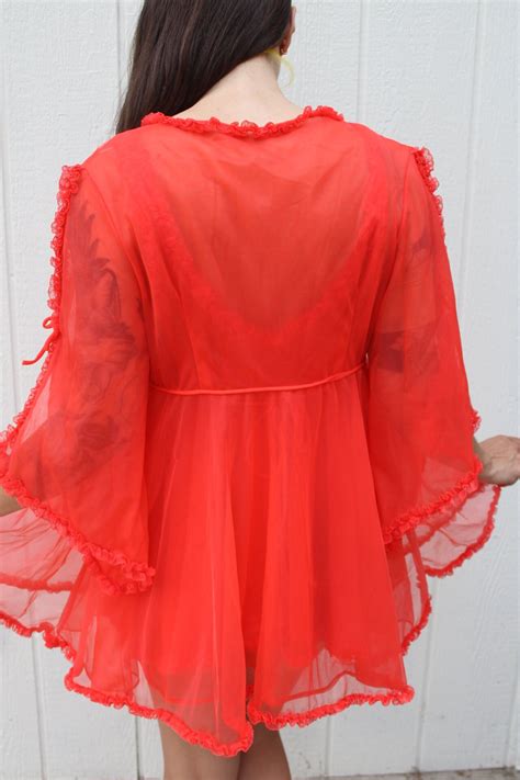 Vintage S Red Babydoll Lingerie Sets Etsy