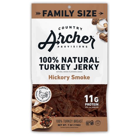 Country Archer Hickory Smoked 100 Natural Turkey Jerky 7 Oz
