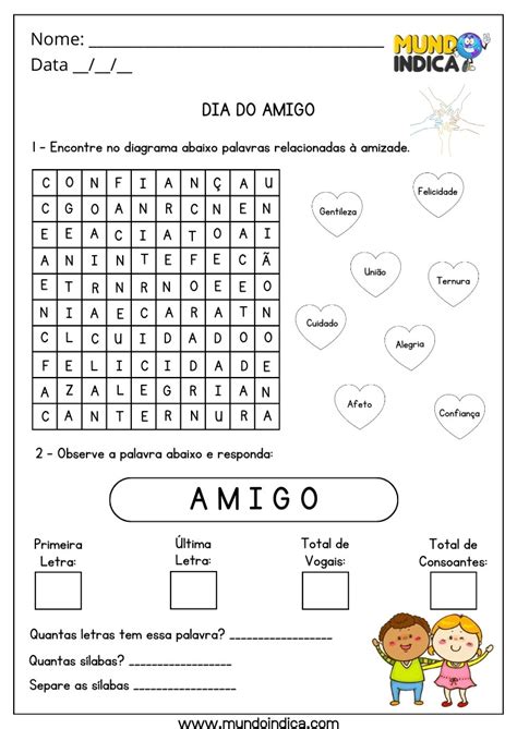Atividades Para O Dia Do Amigo - 5 Atividades para o Dia do Amigo para Imprimir