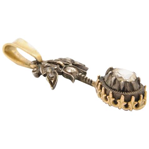 Antique Belgian Gold Cross Pendant with Old Table Cut Rose Cut Diamonds