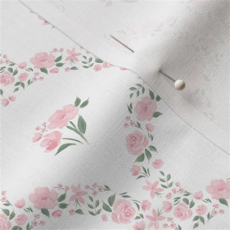 Pink And Green Peony Tiny Scallop Fabric Spoonflower