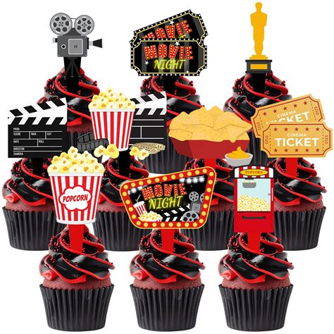 40 Pcs Movie Night Cupcake Toppers - Perfect Movie Night Party